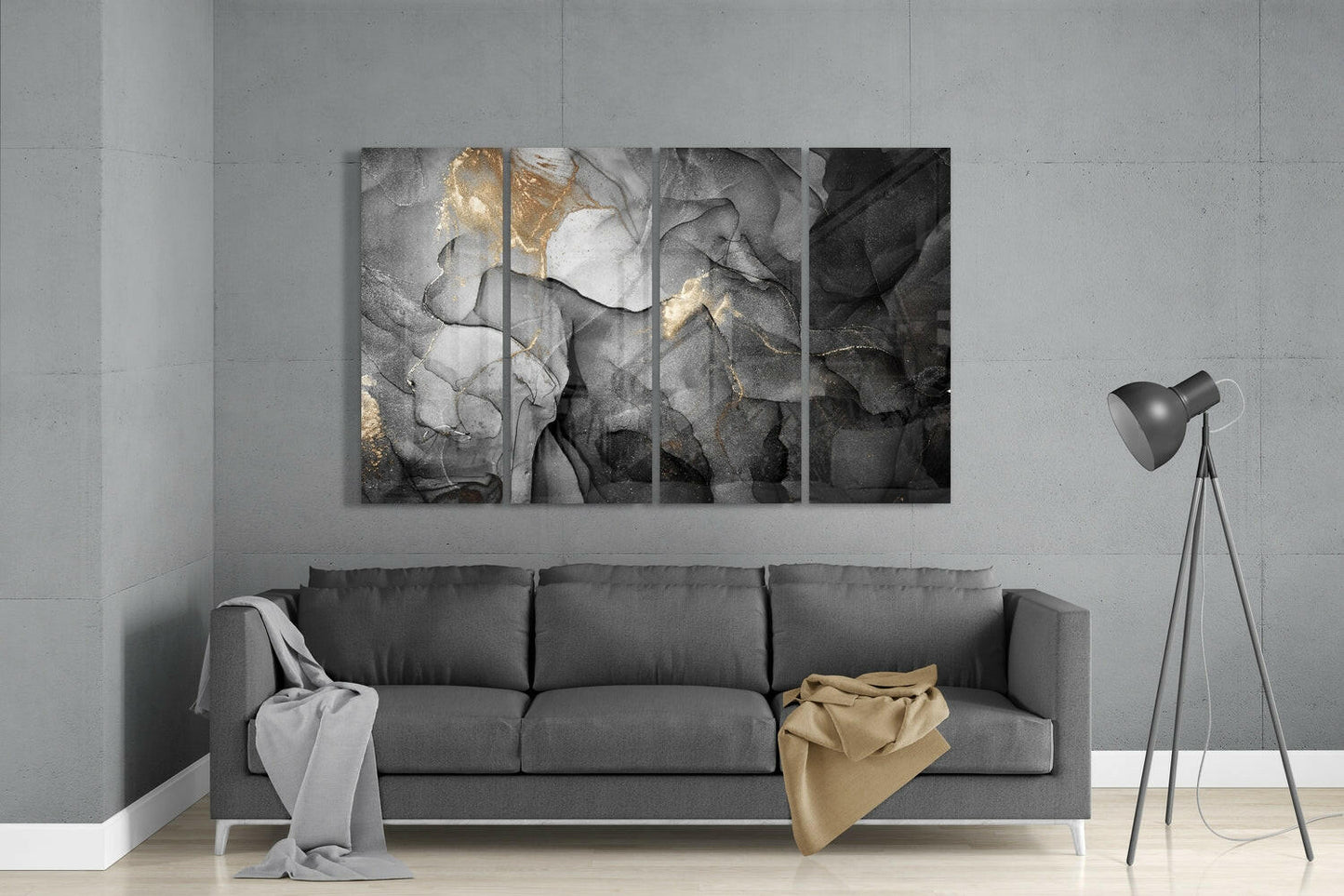 Marble 4 Pieces Mega Glass Wall Art (59"x36")
