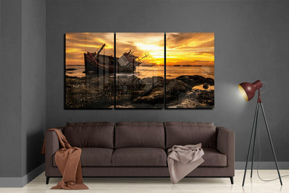 Abandoned Boat Mega Glass Wall Art