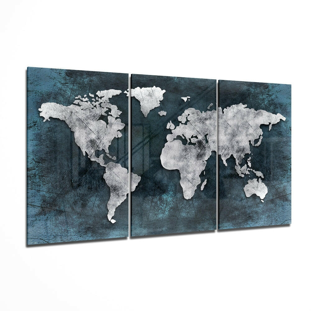 World Map Mega Glass Wall Art II