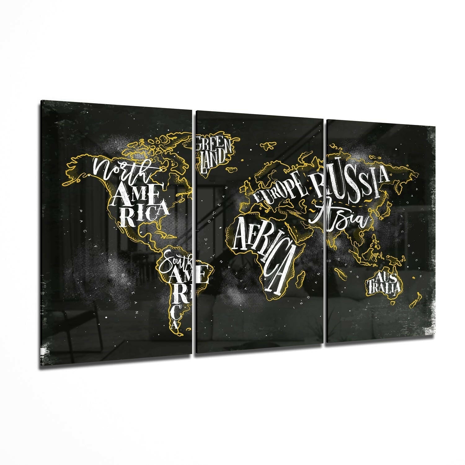 World Map Glass Wall Art VIII