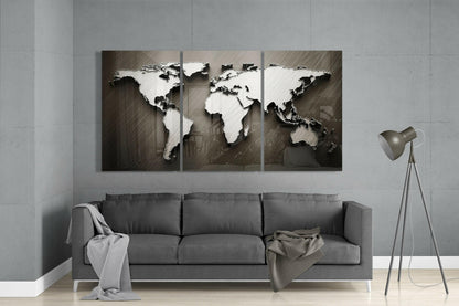 World Map Glass Wall Art