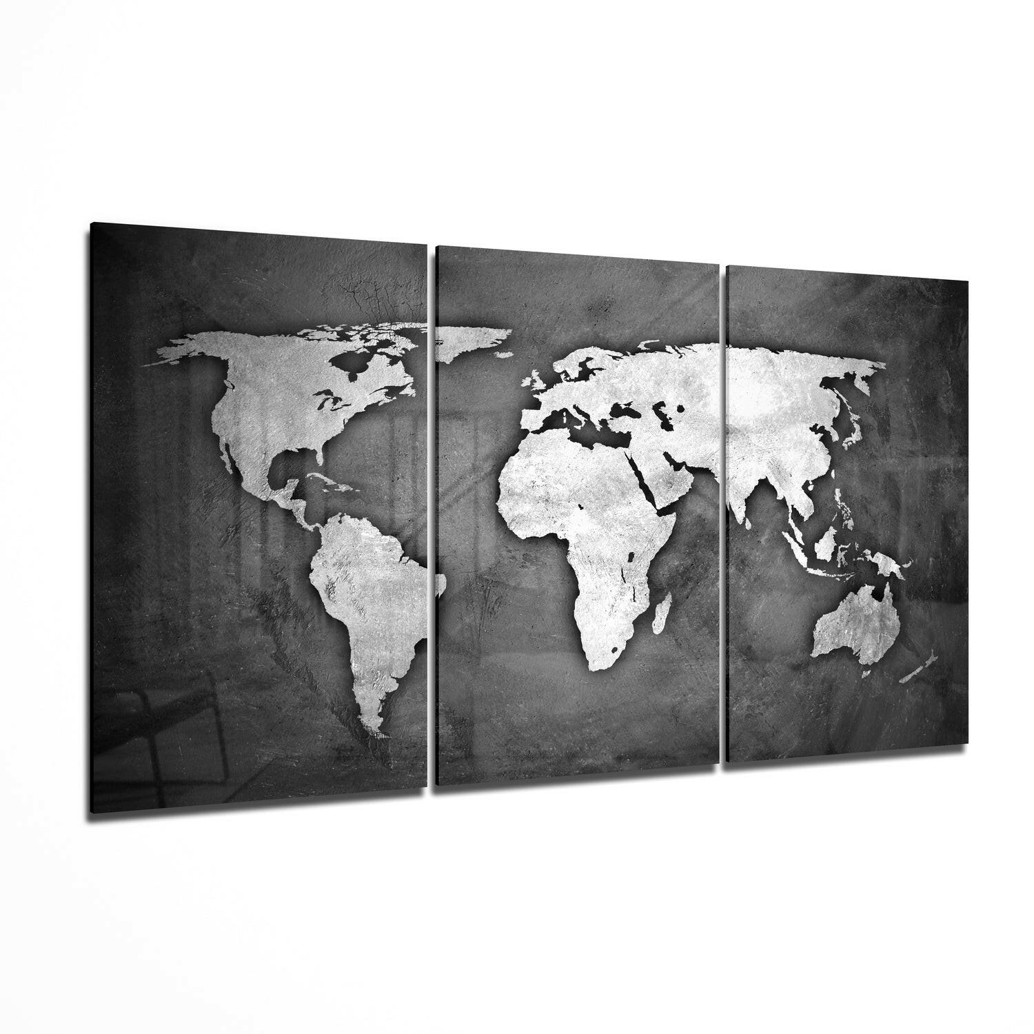 World Map Glass Wall Art IV