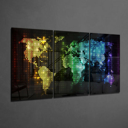 World Map Glass Wall Art