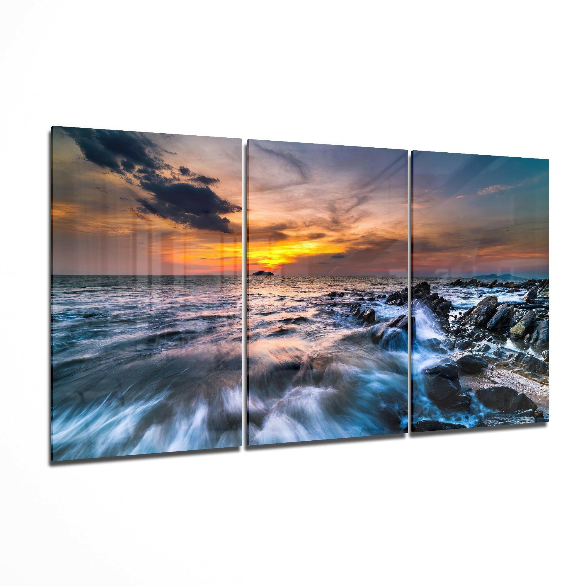 Sunset On The Beach Glass Art II