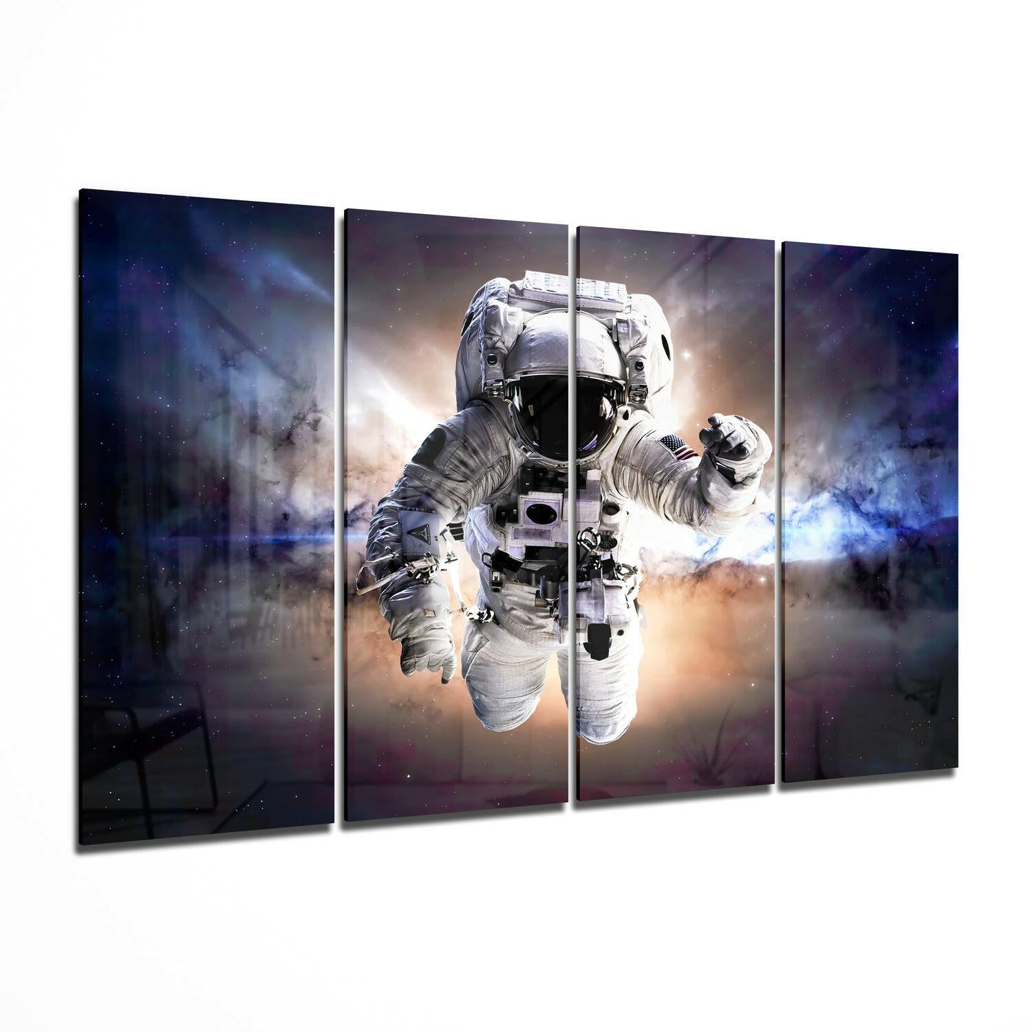 Astronaut III  4 Pieces Mega Glass Wall Art (59"x36")