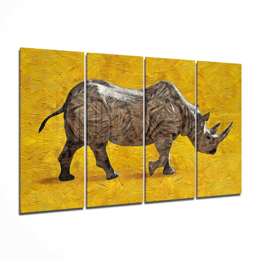 Rhino 4 Pieces Mega Glass Wall Art (59"x36")