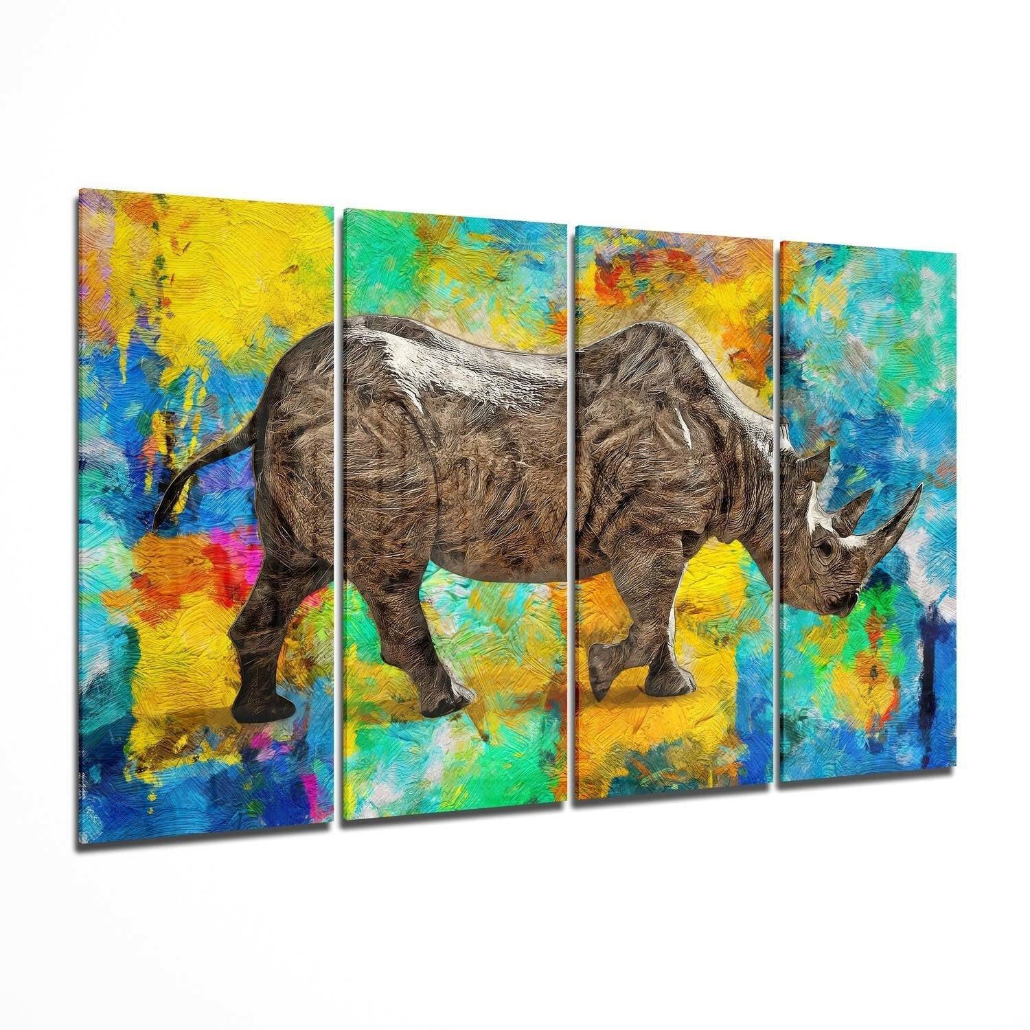 Rhino 4 Pieces Mega Glass Wall Art (59"x36") II
