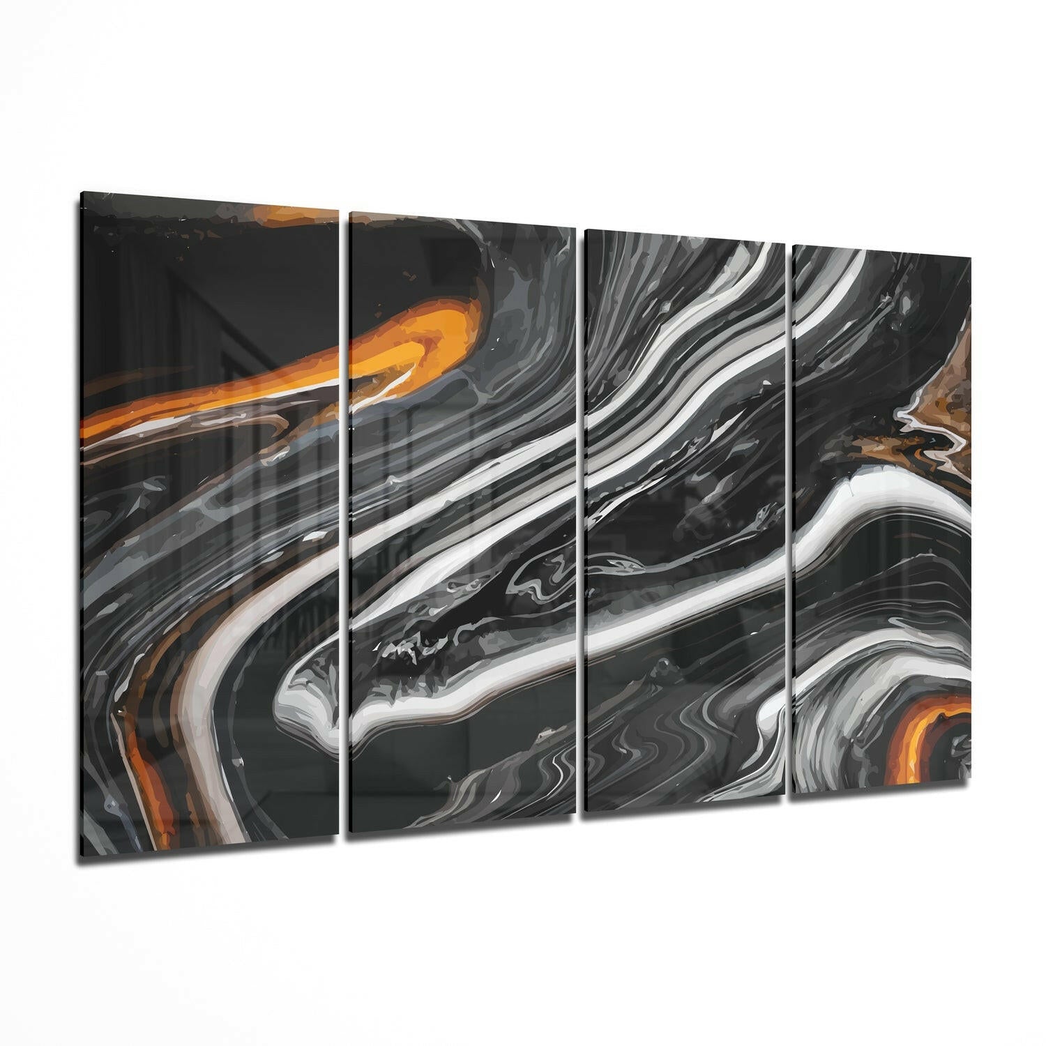 Marble Lava 4 Pieces Mega Glass Wall Art (59"x36") II