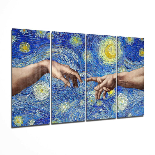The Creation 4 Pieces Mega Glass Wall Art (59"x36")