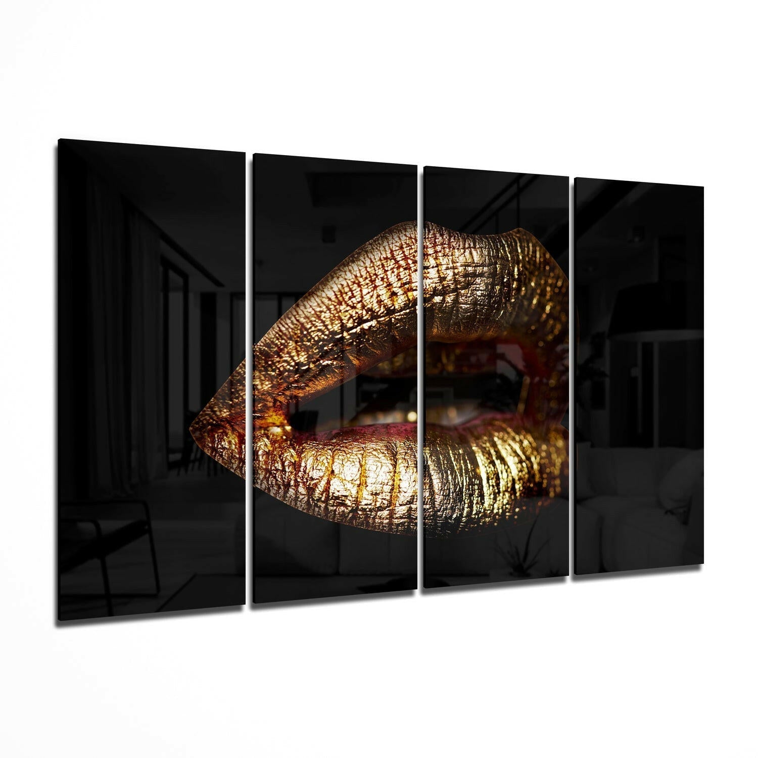Lips 4 Pieces Mega Glass Wall Art (59"x36") II