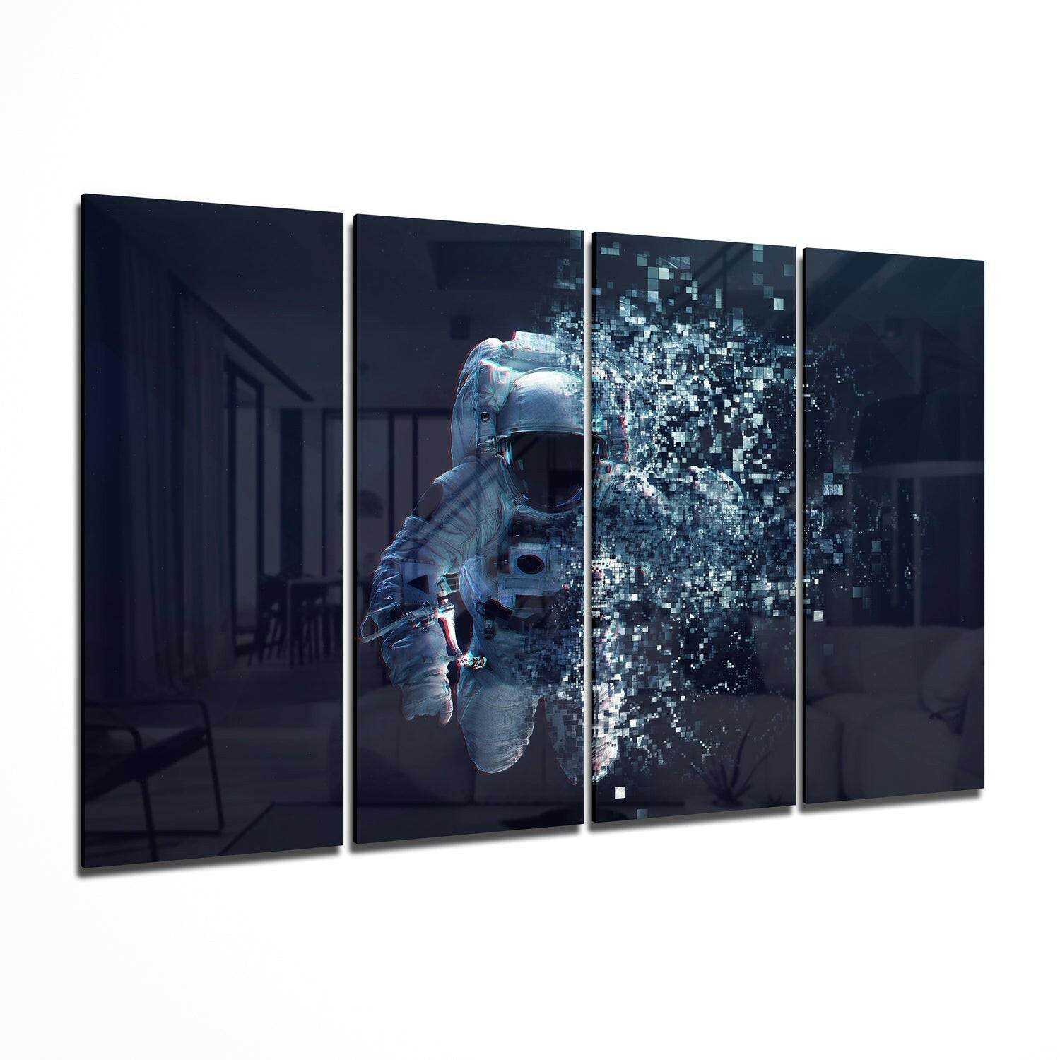 Astronaut II  4 Pieces Mega Glass Wall Art (59"x36")