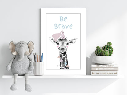 Party Hat Baby Giraffe Be Brave Aluminum Print