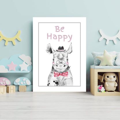 Bow Tie Rhino Be Happy Nursery Aluminum Print
