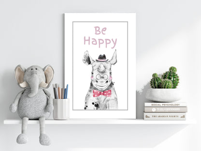 Bow Tie Rhino Be Happy Nursery Aluminum Print
