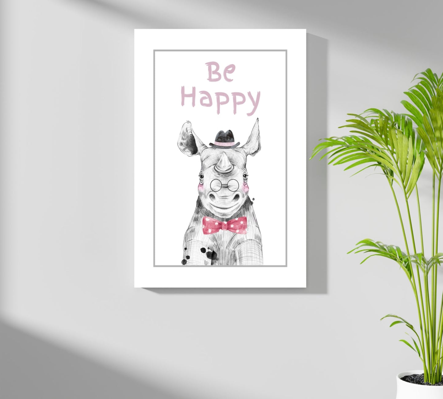 Bow Tie Rhino Be Happy Nursery Aluminum Print