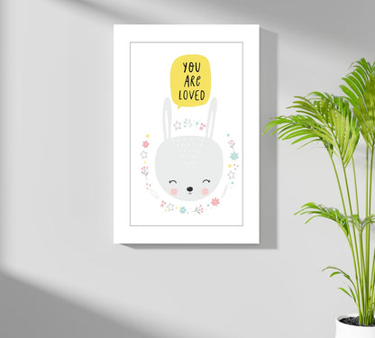 Bunny With Flower Wreath and Stars Aluminum Print