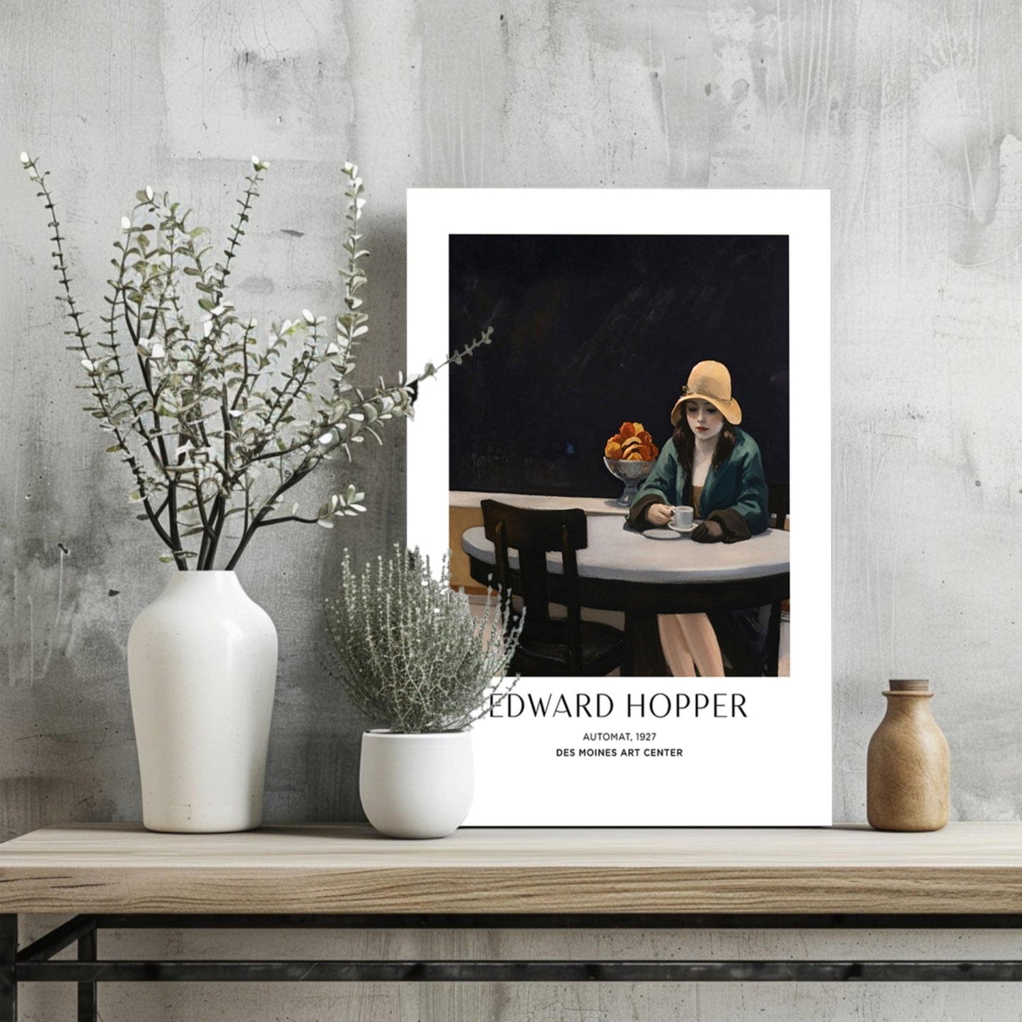 Woman in Yellow Hat at Cafe Aluminum Print