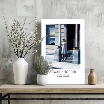 Woman in White Dress on Steps Aluminum Print