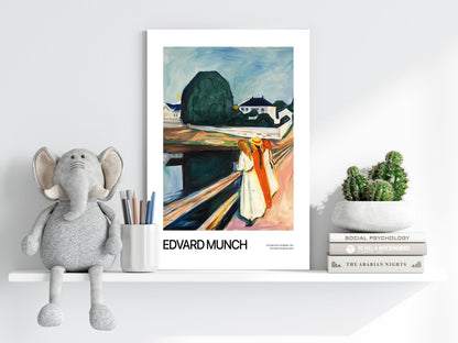 Munch Girls On Wooden Bridge Village Aluminum Print