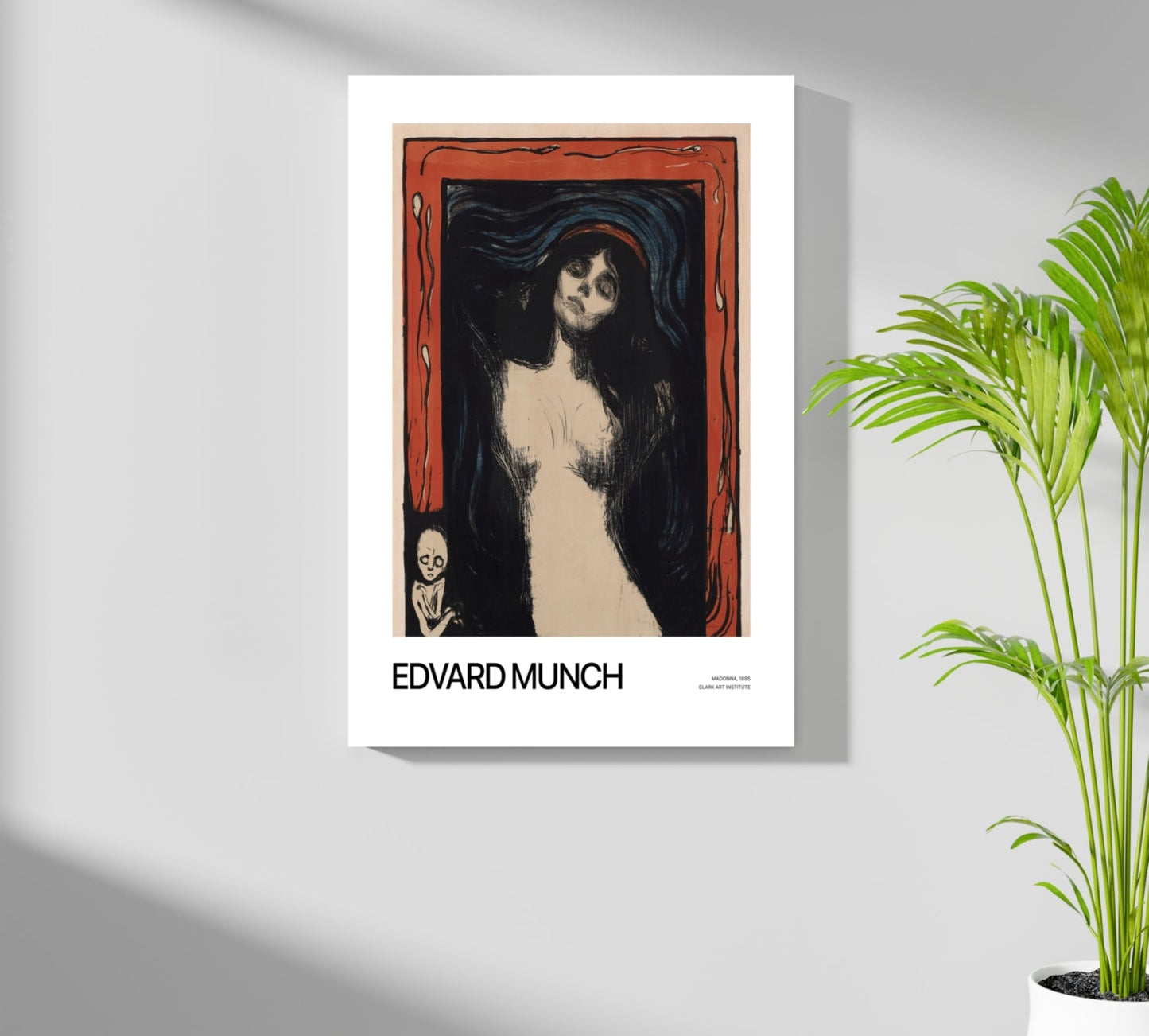 Munch Red Border Dark Haired Woman Aluminum Print