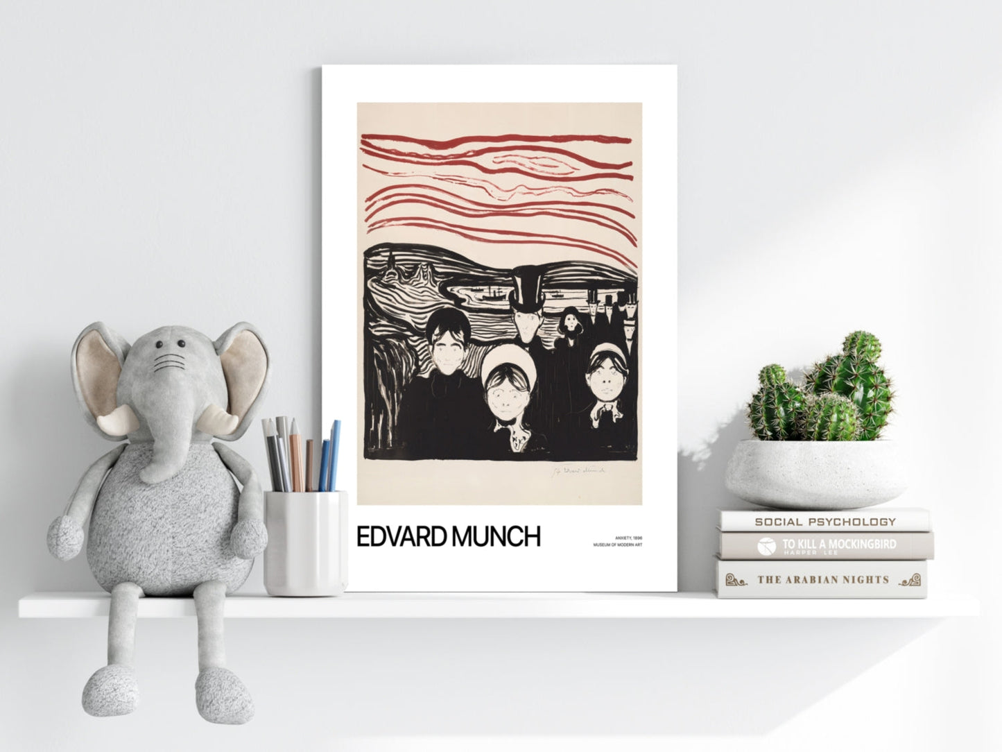 Munch Crimson Sky Anxious Crowd Aluminum Print
