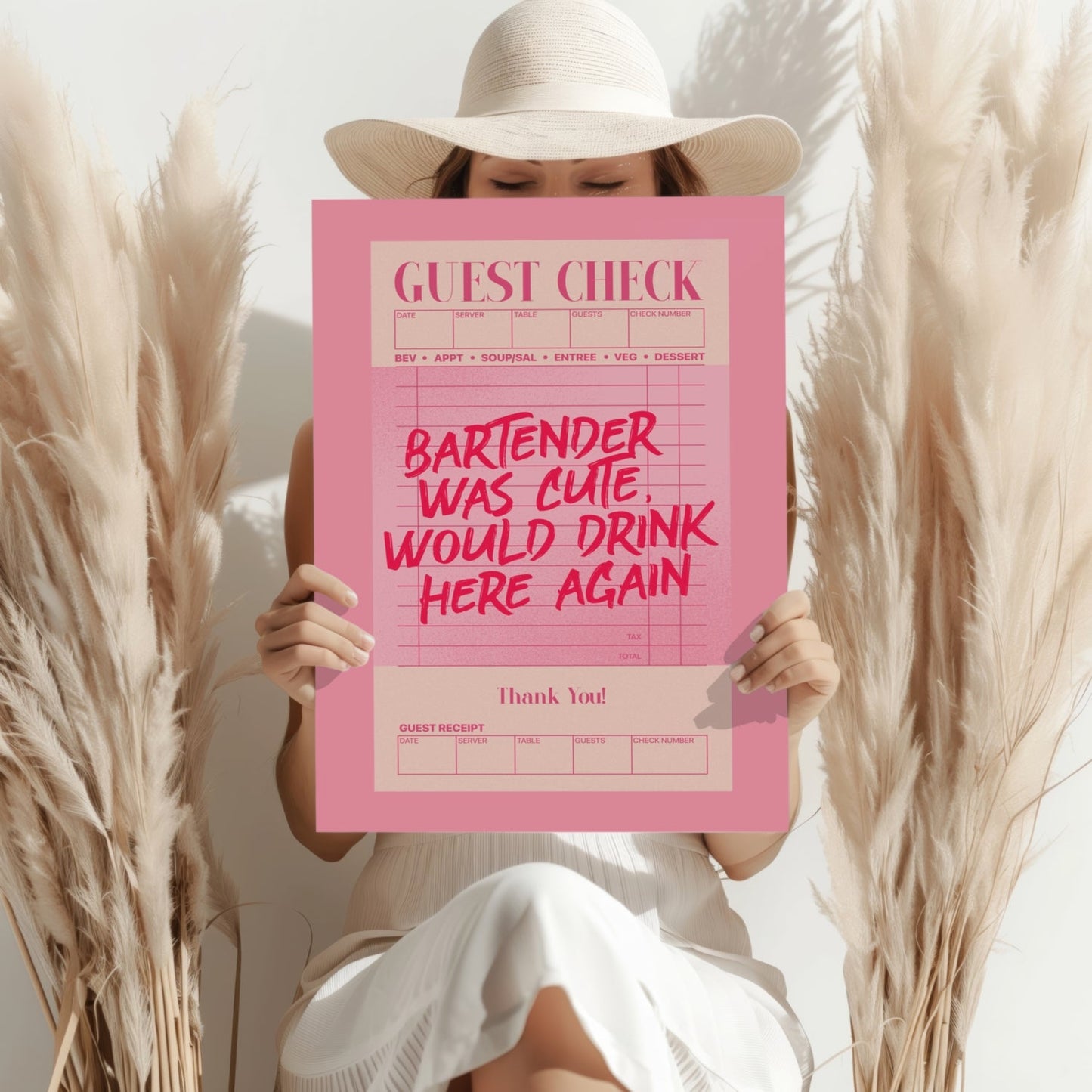 Pink Bartender Was Cute Guest Check Aluminum Print