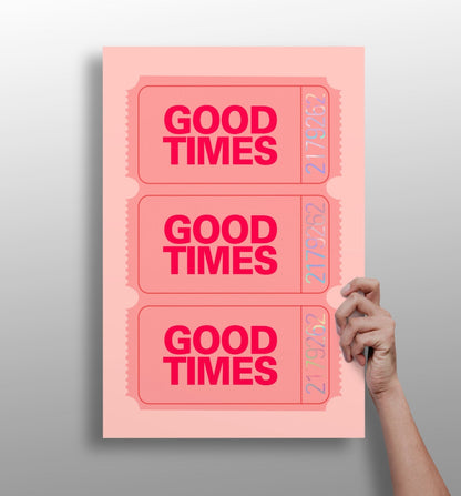 Pink Triple Ticket Stub Good Times Aluminum Print