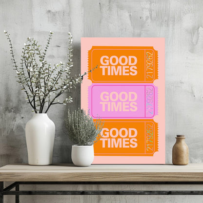 Orange Cinema Tickets Good Times Aluminum Print