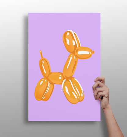 Amber Gold on Lavender Balloon Dog Aluminum Print