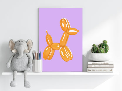 Amber Gold on Lavender Balloon Dog Aluminum Print