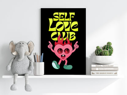 Neon Yellow Type Flaming Pink Heart Club Aluminum Print