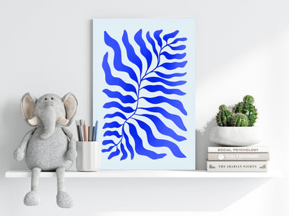 Cobalt Blue Feathered Stem Abstract Flower Aluminum Print