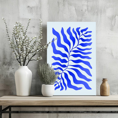 Cobalt Blue Feathered Stem Abstract Flower Aluminum Print