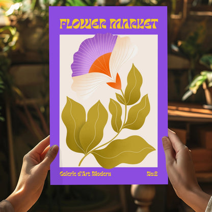 Purple Border Fan Petal Modern Art Gallery Flower Aluminum Print