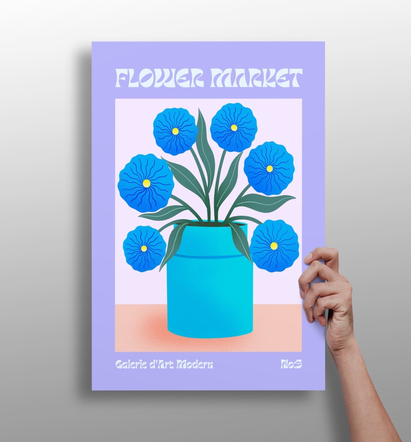 Lilac Border Blue Blooms Modern Art Gallery Flower Aluminum Print
